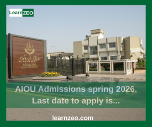 Admissions in Aiou for spring 2026